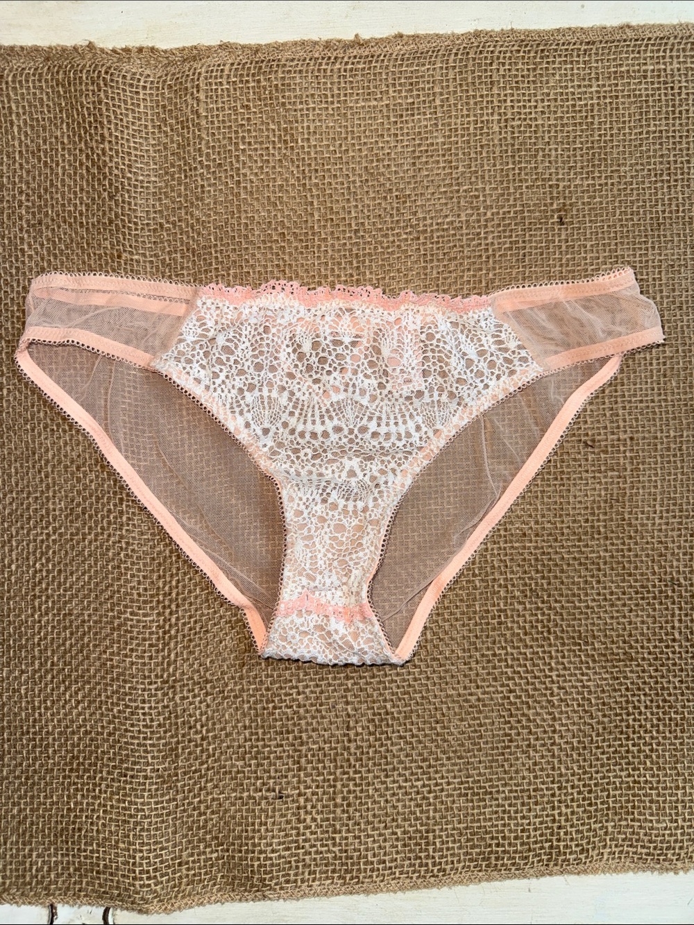 Victoria's Secret Pink and White Lace Bikini Panty